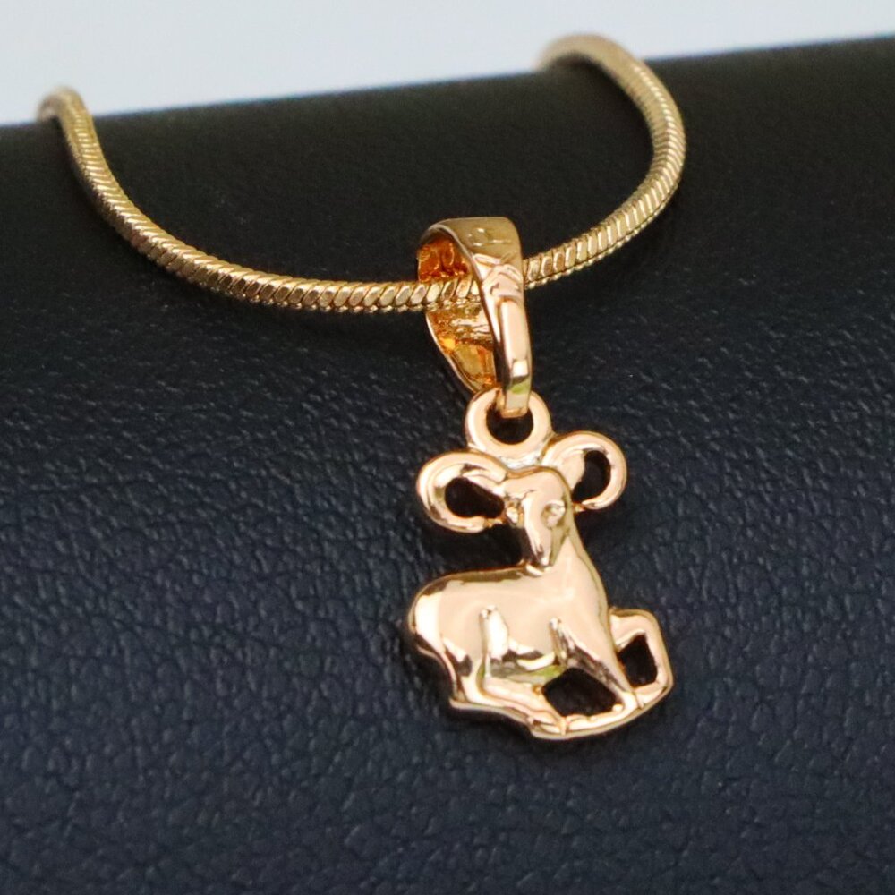 "Rose Gold Aries Ram Pendant in Gold Plated Brass, XPPT1462